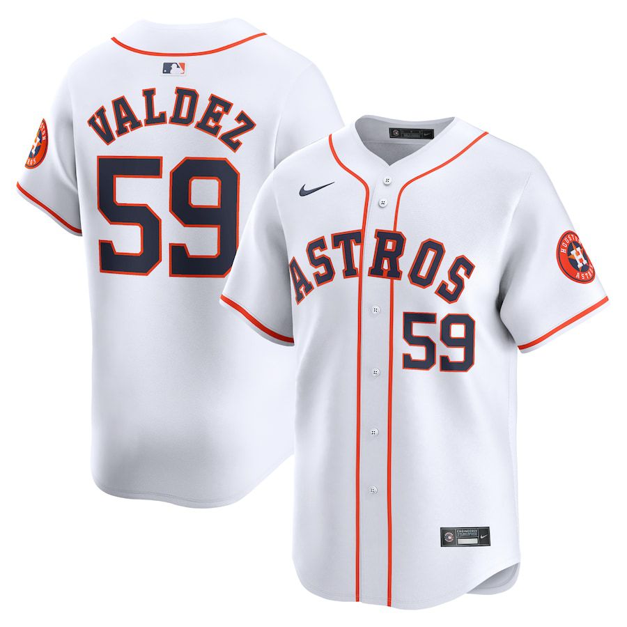 Men Houston Astros #59 Framber Valdez Nike White Home Limited Player MLB Jersey->houston astros->MLB Jersey